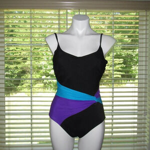 THE SLIMSUIT Black One-Piece Swimsuit Size 12